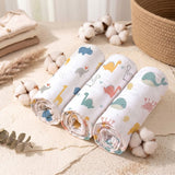 Admirae 100% Cotton Muslin Baby Swaddle Set, Pack of 3, Animal Adventure (Wild Animals, Dinosaurs, Sea Animals)