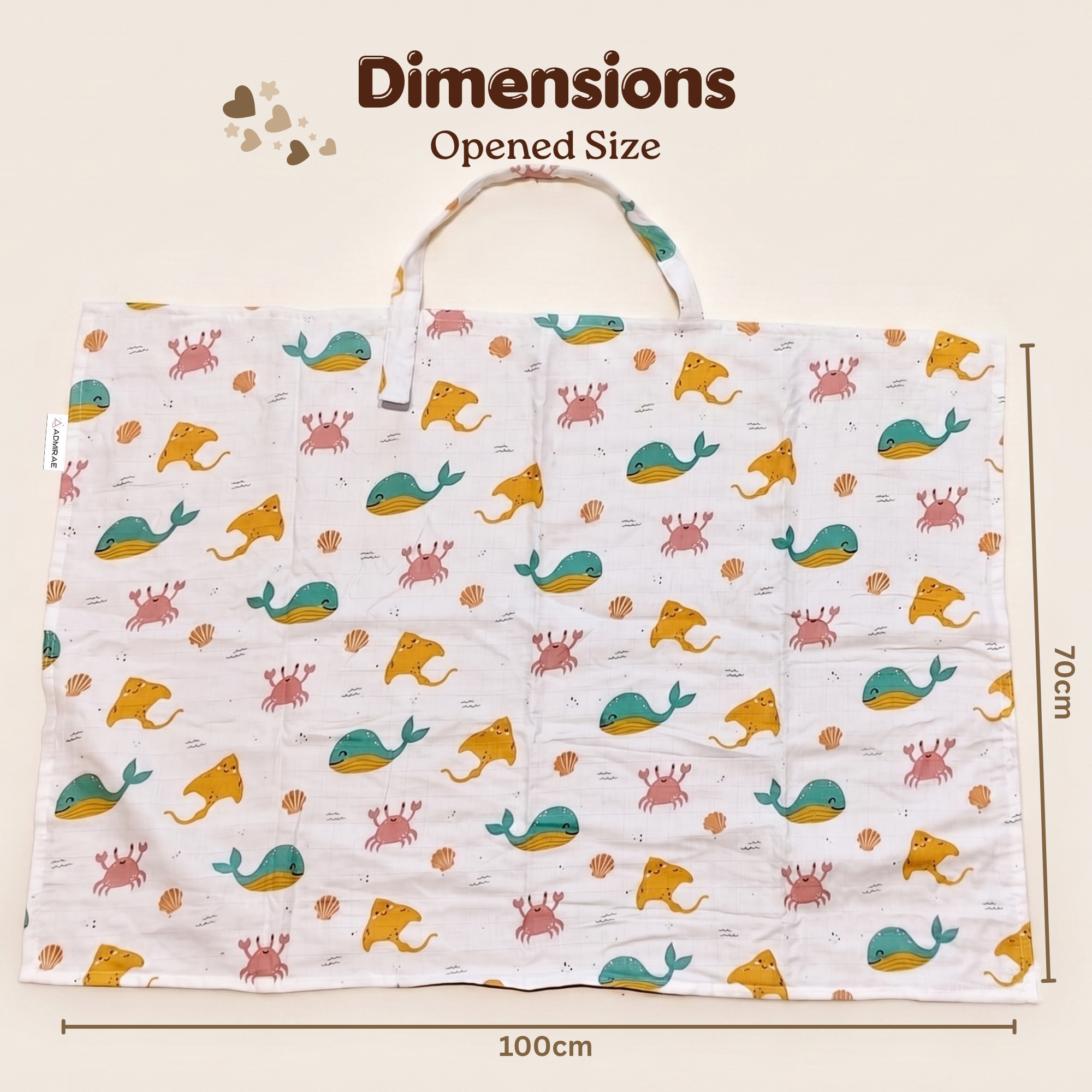 100% Cotton Muslin Nursing Cover for Breastfeeding - Breathable Baby Feeding Apron & Privacy Wrap with Adjustable Neck Strap for Moms (Sea Animals)