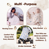 100% Cotton Muslin Nursing Cover for Breastfeeding - Breathable Baby Feeding Apron & Privacy Wrap with Adjustable Neck Strap for Moms (Wild Animals)
