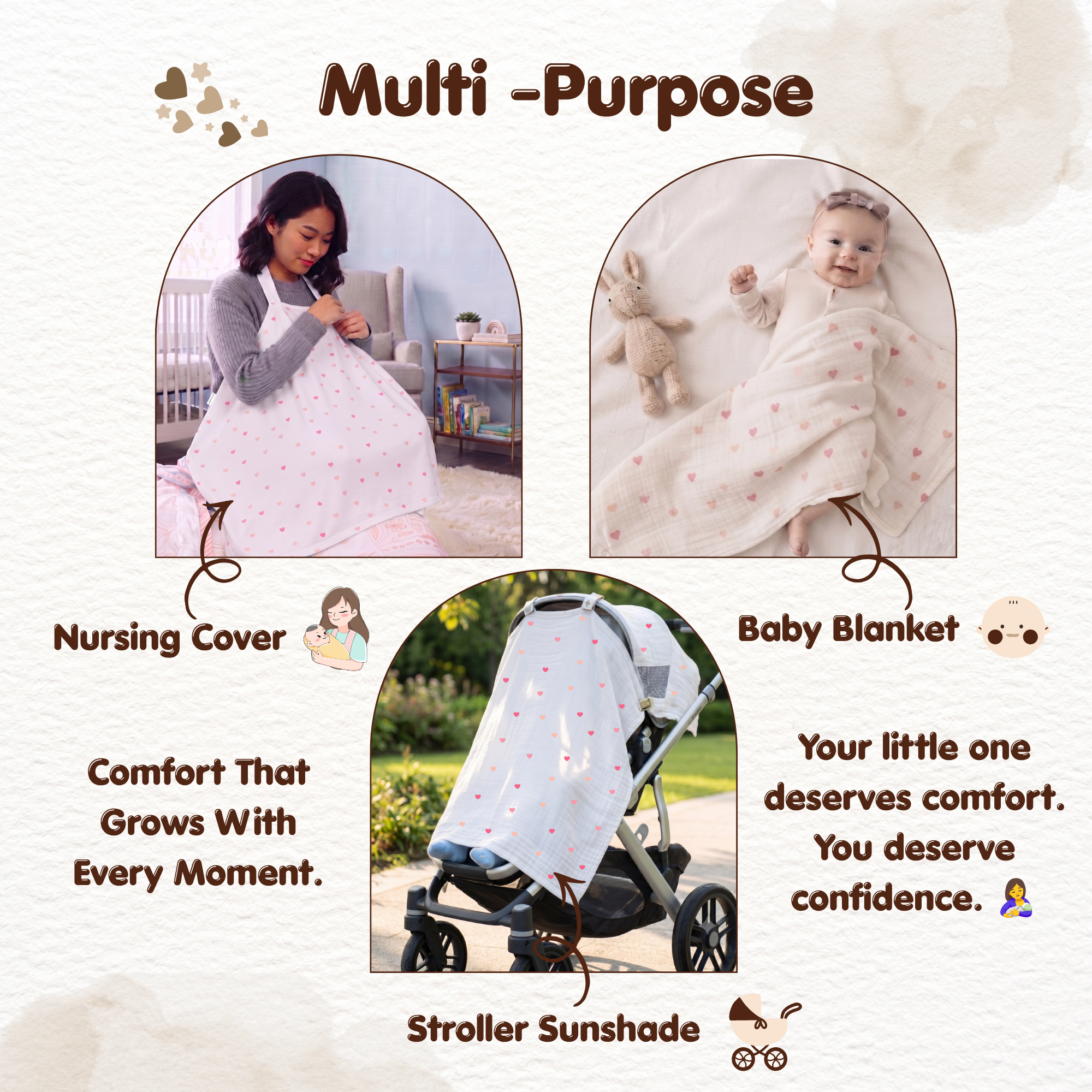 100% Cotton Muslin Nursing Cover for Breastfeeding - Breathable Baby Feeding Apron & Privacy Wrap with Adjustable Neck Strap for Moms (Dinosaur)