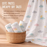 Admirae 100% Cotton Muslin Baby Swaddle Set, Baby and New Born,105x100cm, 0-18 Months, Printed Cotton Mulmal Muslin Swaddle Wrap, Pack of 3, Dreamland Trio (Sea Animals, Dinosaur, Moon and clouds)