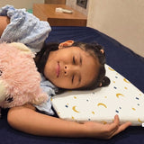 Admirae Premium Memory Foam Toddler Thin Pillow | Head, Neck & Back Support | Washable Removable Cover | Ideal for Sleeping, Reading & Resting | Age 2 to 9 Year | 20.5x11.5x2.5in | Moon and Star Print