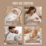 Admirae 100% Cotton Muslin Baby Swaddle Set, Pack of 3, Animal Adventure (Wild Animals, Dinosaurs, Sea Animals)