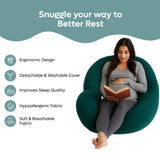 ADMIRAE C-Shape Pregnancy Pillow, Peacock Green