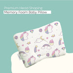 ADMIRAE Head Shaping Baby Pillow with unicorn and rainbow print for babies made of memory foam