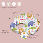 ADMIRAE Head shaping heart Baby Pillow with animal print, high resilient memory foam and ultra soft stitched cover