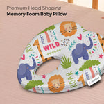 ADMIRAE Memory Foam Head shaping heart Baby Pilloww with colorful animal prints for premium head shaping