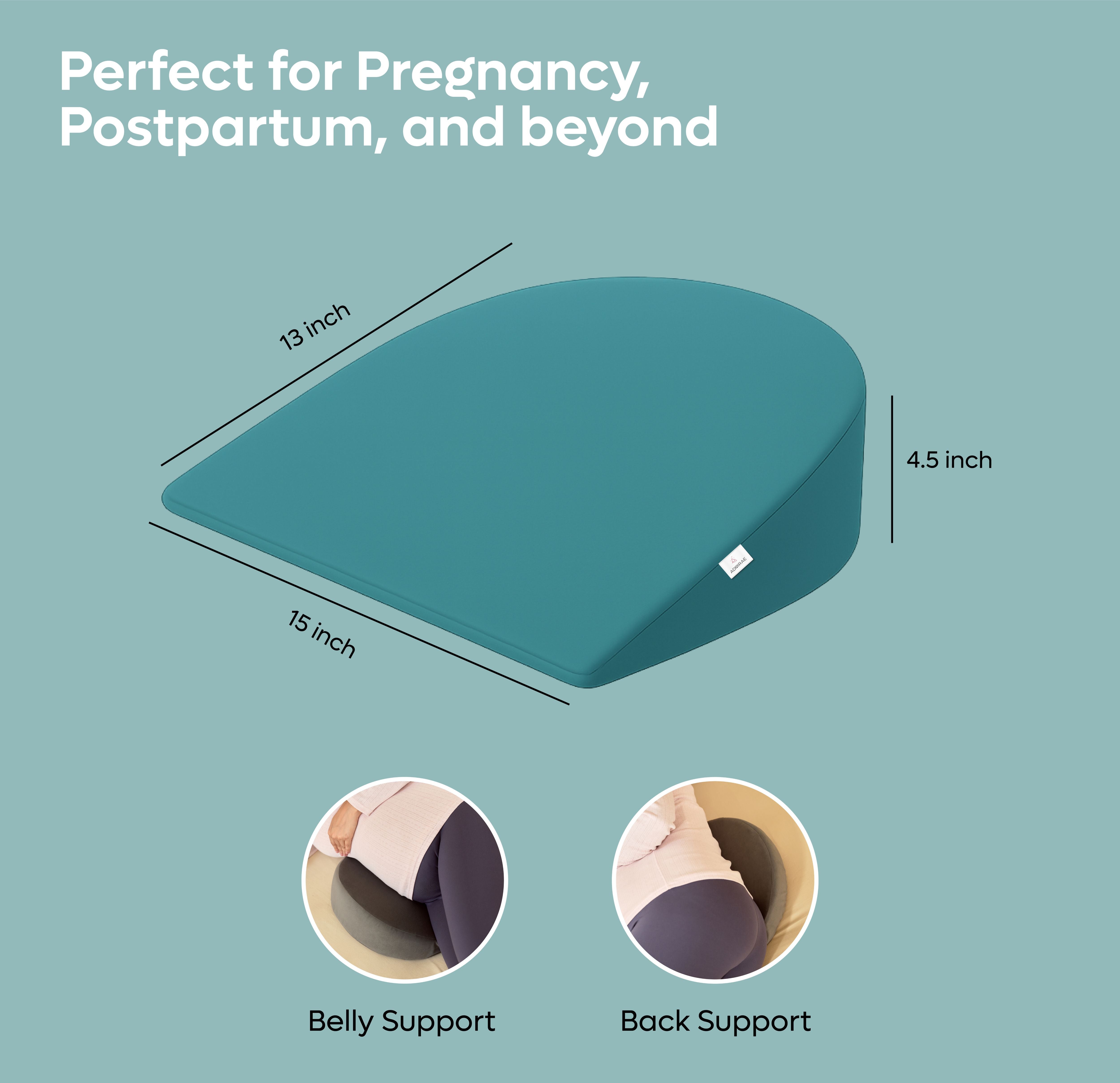 ADMIRAE Memory Foam Pregnancy Pillow providing belly and back support for comfort during pregnancy