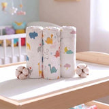 Admirae 100% Cotton Muslin Baby Swaddle Set, Pack of 3, Jurassic Trio (Wild Animals, Dinosaur, Moon and Clouds)