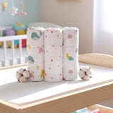 Admirae 100% Cotton Muslin Baby Swaddle Set, Pack of 3, Ocean Dreams and Hearts (Sea Animals, Hearts, Moon and Clouds)