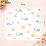 Admirae 100% Cotton Muslin Baby Swaddle Set, Pack of 3, Ocean Dreams and Hearts (Sea Animals, Hearts, Moon and Clouds)