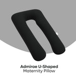 ADMIRAE U-shaped black pregnancy pillow designed for maternity comfort and support