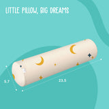 ADMIRAE baby bolster pillow with moon and star print measuring 23.5 by 5.7 inches for infants