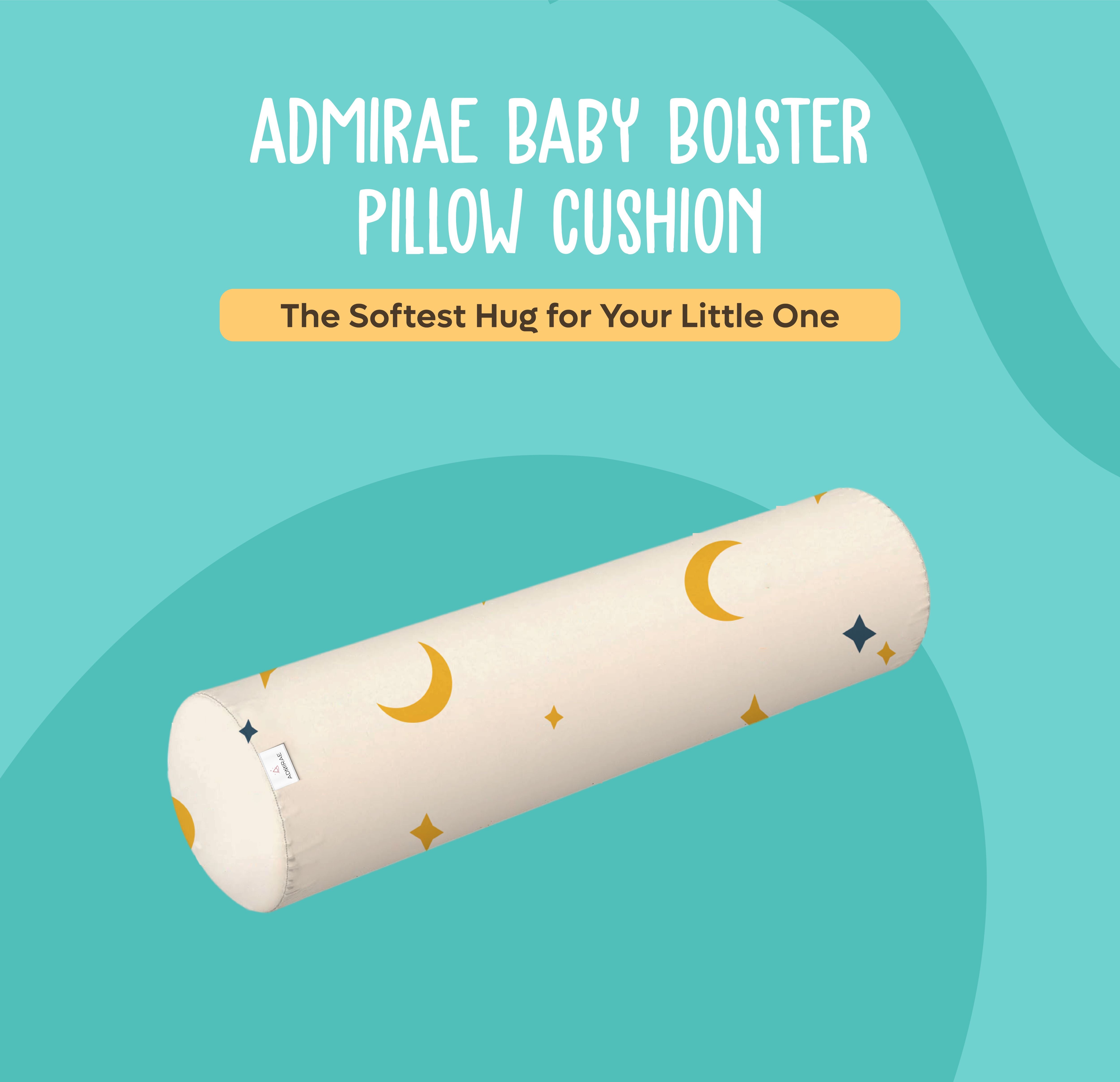 ADMIRAE baby bolster pillow with moon and star pattern for comfortable baby support