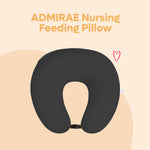 ADMIRAE black Baby Feeding Pillow with ergonomic U-shape and adjustable strap