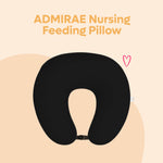 ADMIRAE black baby feeding pillow with ergonomic U-shape design for comfortable nursing