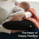 ADMIRAE Baby Feeding Pillow in black supporting mother holding baby during feeding