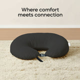 ADMIRAE black baby feeding pillow with adjustable strap comfort and connection