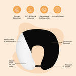 ADMIRAE black and white baby feeding pillow with ergonomic support and removable washable cover