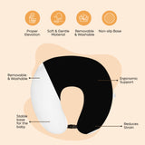 ADMIRAE black and white baby feeding pillow with ergonomic support and removable washable cover
