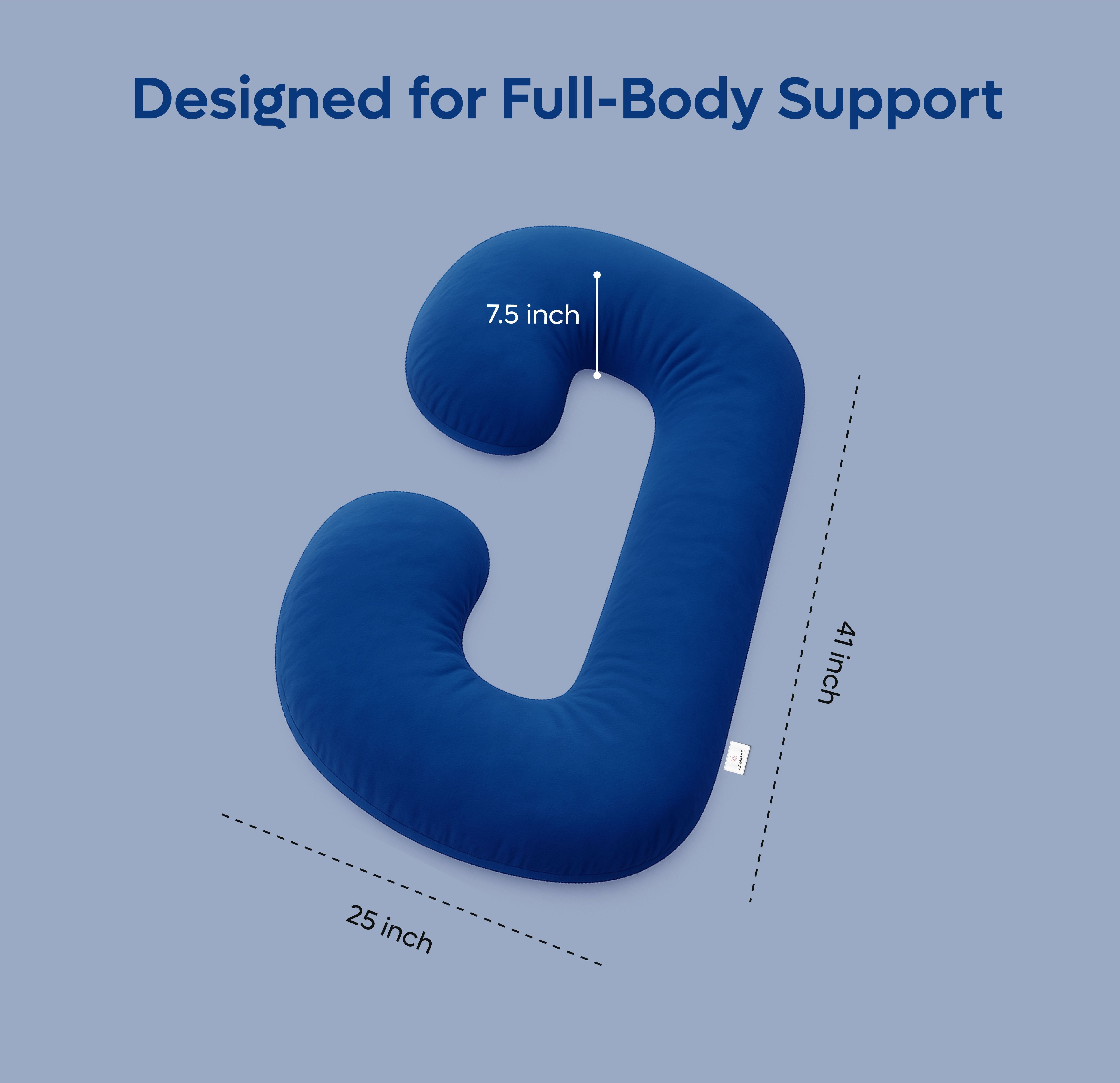 ADMIRAE blue C shape pregnancy pillow for full-body support