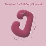 ADMIRAE C shape pregnancy pillow in burgundy designed for full-body support