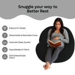 ADMIRAE C shape pregnancy pillow in black with ergonomic design and washable cover for better rest