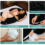 ADMIRAE C shape pregnancy pillow with premium velvet cover and soft microfiber filling for full body support
