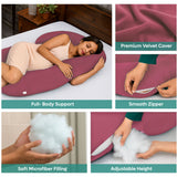 Admirae C shape pregnancy pillow with full body support and premium velvet cover