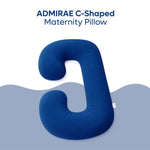 Admirae C shape pregnancy pillow in blue for maternity comfort and support