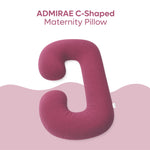 ADMIRAE C-shaped pregnancy pillow in pink for maternity comfort and support during pregnancy