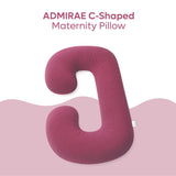 ADMIRAE C-shaped pregnancy pillow in pink for maternity comfort and support during pregnancy