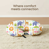 ADMIRAE feeding Pillow with colorful animal print designed for comfort and connection during feeding time
