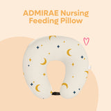 ADMIRAE Nursing Feeding Pillow for Baby with crescent moon and star pattern in neutral colors