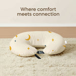 ADMIRAE feeding pillow for baby with crescent moon and star pattern on beige background