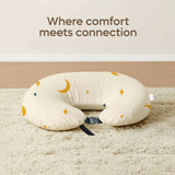 ADMIRAE feeding pillow for baby with crescent moon and star pattern on beige background