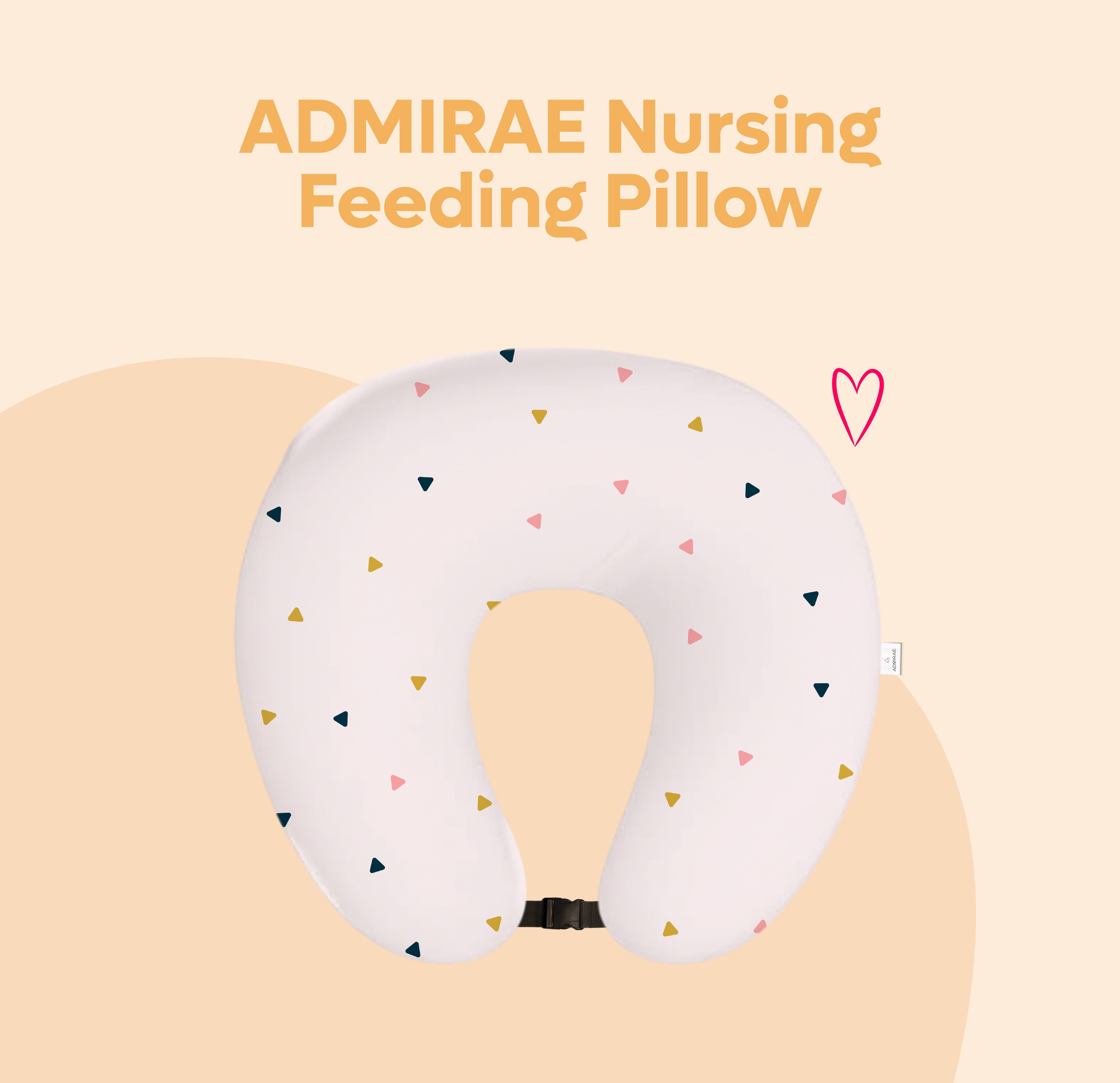 ADMIRAE Nursing Feeding Pillow with multicolor triangle patterns on white background