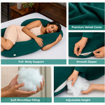ADMIRAE green pregnancy pillow with premium velvet cover full body support and adjustable height