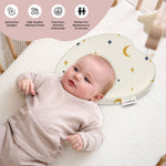 ADMIRAE heart shape baby pillow with moon star pattern supporting newborns up to 12 months