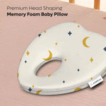 ADMIRAE heart shape baby pillow with memory foam and moon star pattern for premium head shaping