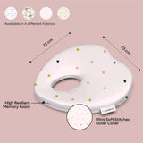 ADMIRAE heart shape baby pillow with memory foam and ultra soft stitched cover in white with small colorful triangles