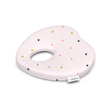ADMIRAE heart shape baby pillow with multicolor triangle pattern on soft white fabric