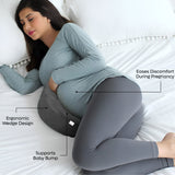 ADMIRAE memory foam pregnancy pillow with ergonomic wedge design supporting baby bump and easing discomfort