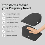 ADMIRAE memory foam pregnancy pillow in black memory foam with hypoallergenic fabric and zipper closure