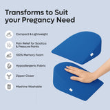 ADMIRAE blue memory foam pregnancy support pillow with hypoallergenic fabric and zippered cover