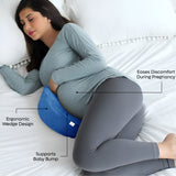 ADMIRAE memory foam pregnancy support pillow with ergonomic wedge design supporting baby bump