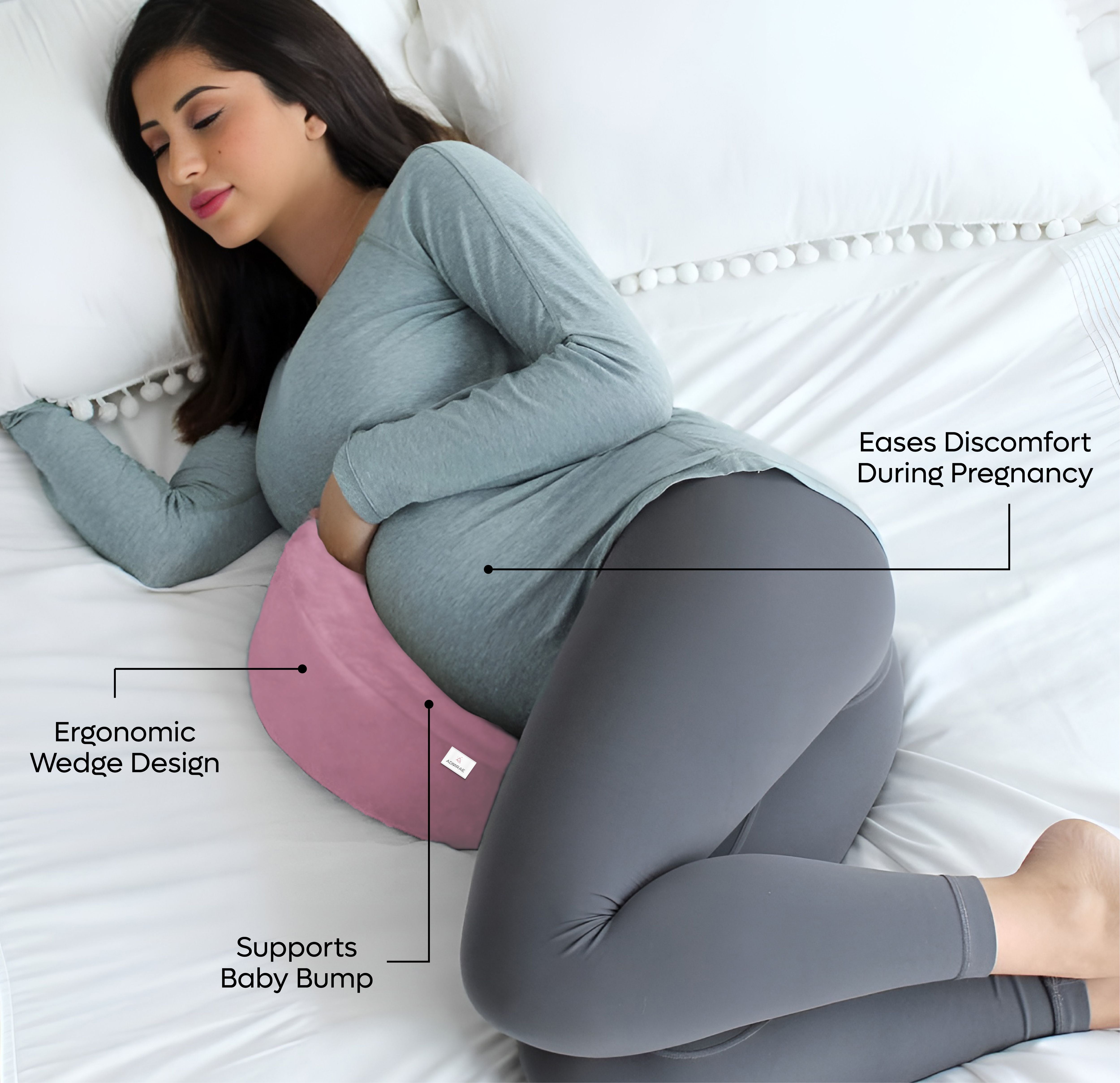 ADMIRAE memory foam pregnancy support pillow ergonomic wedge design supporting baby bump 