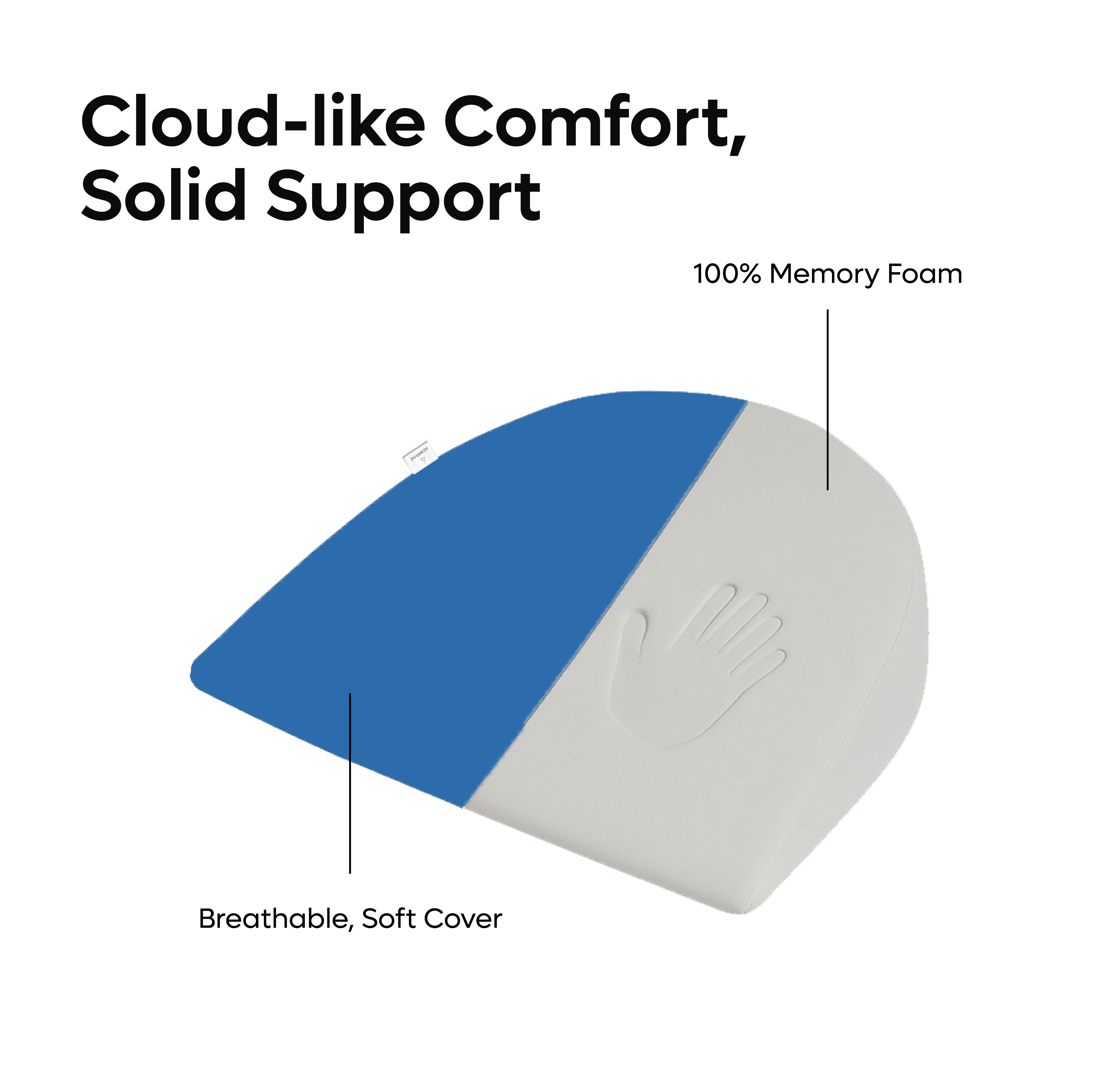 ADMIRAE memory foam pregnancy support pillow and breathable soft cover for cloud-like comfort