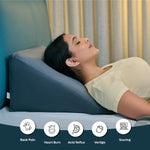 Gray memory foam wedge cushion for back pain and acid reflux relief