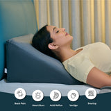 Gray memory foam wedge cushion for back pain and acid reflux relief